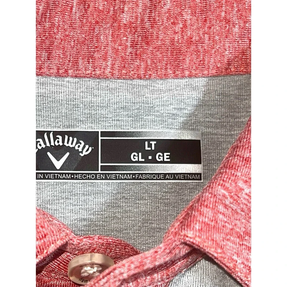Callaway Golf Mens TALL‎ LT  Wicking Core dri-fit Polo Sport Shirts Gray Pink